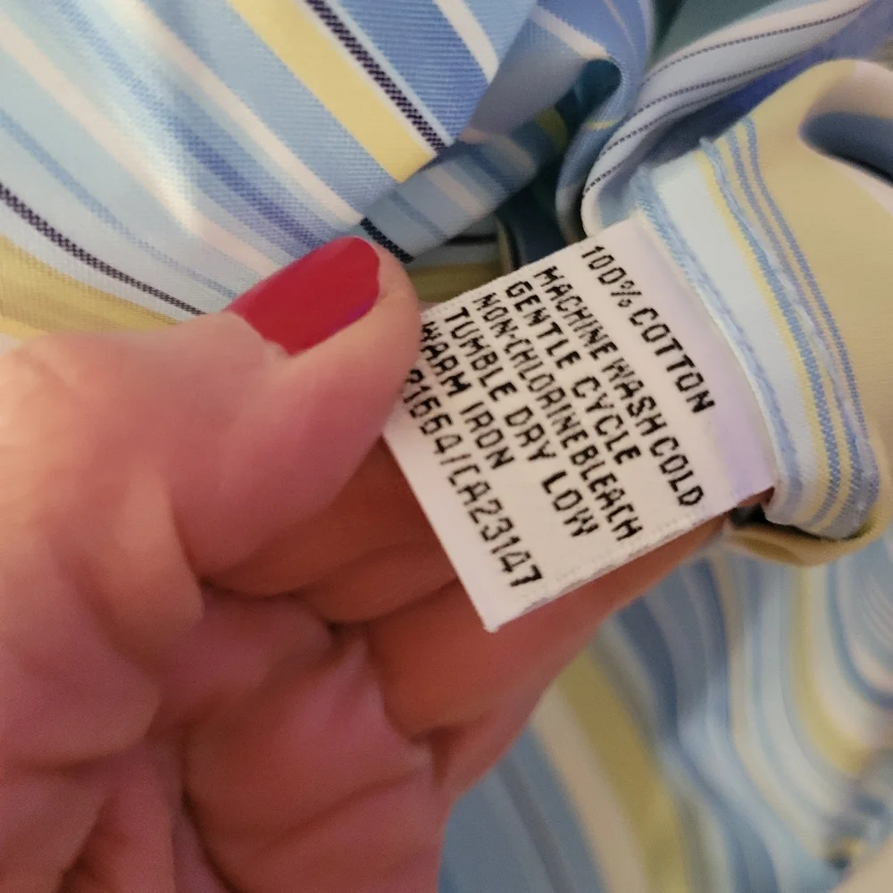 Talbots Blue and Yellow Striped Women's Top - Picture 2 of 4